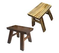 Générique Lot De 2 Tabouret Bois, Tabouret Bas D'appoint 24 * 15 * 23 Cm - Banc Bout De Lit De Chambre - Marchepied Salle À Manger en Bois Massif - Marche Pied De Entrée Cuisine Salon(Brown-Walnut)