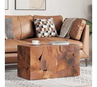 Générique Lot de 2 Tabourets Rustiques en Teck Massif 40x40x45 cm, Repose-Pieds et Table d'Appoint, Artisanat Fait Main, Charge Max 110 kg
