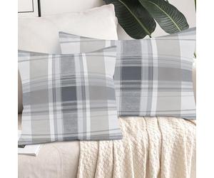 Générique Lot de 2 Taies d'oreiller à Carreaux Gris, Décoratif Housses de Coussin Impression Moderne Canape Rectangulaire, Housse Coussin Microfibre pour Salon Chambre avec Fermeture éclair 40x70cm
