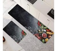 Générique Lot de 2 Tapis de Cuisine Antidérapants Super Absorbants - Séchage Rapide, Lavables en Machine pour Évier, Salle de Bain, Couloir et Entrée Doodles 50x80cm+50x150cm 6-1177