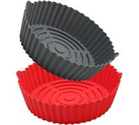 Générique Lot de 2 Tapis Ronds en Silicone Antiadhésif Réutilisables pour Friteuse à Air Chaud 19 CM Gris et Rouge Résistant à Haute Température Compatible Cuisson Domestique et
