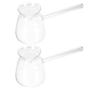 Générique Lot de 2 Théières en Verre Borosilicate 450 Ml Transparentes Poignée Latérale, Cafetière Chauffante pour Thé, Lait et Infusion, Résistante la Chaleur, Adaptée à Style Aléatoire
