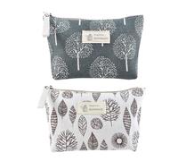 Générique Lot de 2 Trousses de Maquillage en Toile Imprimée Paquet de Rangement Multifonction Compact et Léger Motifs Arbre à Souhaits et Feuilles pour Voyage Salle de Sport et