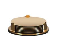 Générique Lot de 2 verres décoratifs ronds dorés de 10 cm, finition moderne à rayures noires et dorées, pour une table élégante à la maison ou au bar. (Gold, 10cm)