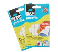 Générique Lot de 2 X 80 Pastilles BISON Patafix blanches - pastilles adhésives prédécoupées, pâte à fixer, repositionnables, blanche, 160 pastilles Gomme à coller Patafix Bison, 160 pièces