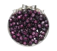 Générique Lot de 20 à 50 perles rondes en résine imitation œil de chat pailletées for la fabrication de bijoux DIY- Parfaites for les colliers et bracelets(Purple,8mm x 20Pcs)