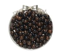 Générique Lot de 20 à 50 perles rondes en résine imitation œil de chat pailletées for la fabrication de bijoux DIY- Parfaites for les colliers et bracelets(Blue brown,8mm x 20Pcs)