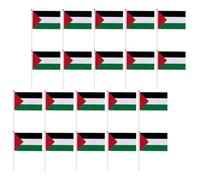 Générique Lot de 20 Drapeaux Palestiniens à Main 14 X 21 CM en Polyester Résistant Petits Drapeaux Nationaux Légers pour Événements Sportifs et Décorations de Voiture