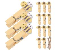 Générique Lot de 20 Petites Pinces Photo en Bois Synthétique Jaune avec Corde, Clips Photo Réutilisables et Polyvalents pour Fixer Fermement Vos Souvenirs