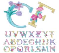 Générique Lot de 26 Lettres Thermocollantes Brodées à Fleurs, Patchs Écussons à Lettres Thermocollants Colorés pour Vêtements, Paquet et Accessoires, Décorations Couture DIY Robustes