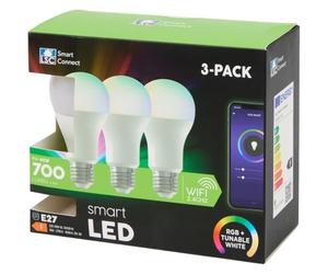 Générique Lot de 3 Ampoules LED Connectées E27 WiFi (A60) - RGB Multicolore + Blanc Variable (Chaud à Froid) - Compatible Alexa, Google Home & App - 9W 806lm Dimmable - Sans Hub Requis