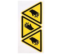 Générique Lot de 3 Autocollants d'Avertissement de Sécurité Adhésifs 100 MM Vinyle Solide Panneaux Anti-Coupure Mains pour Machines Signalisation Prévention Accidents Industriels