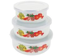 Générique Lot de 3 Bols Émaillés Couvercles Tailles Petite Moyenne et Grosse Bols de Conservation Multifonctionnels pour Salades Soupes et Stockage Alimentaire Usage la Cuisine et