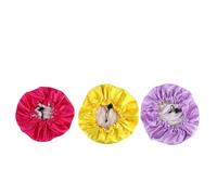 Générique Lot de 3 Bonnets de Nuit Élastiques et Ajustables en Satin Double Couche pour Garçon et Filles 2-7 Ans Couleurs Jaune Pourpre Fuchsia Bonnet de Sommeil Protecteur Cheveux Bain