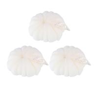 Générique Lot de 3 Boules de Bain de Pétale Beige Corde Courte, Éponge Exfoliante en Pe pour Peau Douce et Mousse Abondante, Accessoires pour Femme et Garçon et Filles