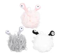 Générique Lot de 3 Boules de Exfoliantes Corps Fleurs de Bain en Maille Douce Couleurs Blanc Gris et Rose Outil de Nettoyage et Massage pour Peau Sensible Usage Familial