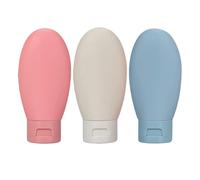 Générique Lot de 3 Bouteilles de Voyage Rechargeables 60 Ml en Silicone Souple, Flacons Distributeurs Étanches pour Shampoing, Lotion et Gel, Accessoires Compacts pour Déplacements