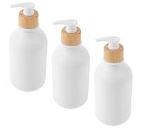 Générique Lot de 3 Bouteilles Distributrices Rechargeables de 500ml en Pet Blanc Pompe Antidérapante et Design Press-type pour Savonnette ou Shampoing