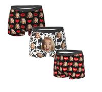 Générique Lot De 3 Boxer Personnalisé Imprimé CœUr Saint Valentin Calecon Personnalise Homme Photo avec Le Visage Nouveauté ModèLe Boxer Homme sous-VêTement DrôLes Cadeaux De Saint-Valentin