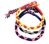 Générique Lot de 3 bracelets brésiliens bleu noir rouge rond en coton pour homme femme enfant, voeux à nouer