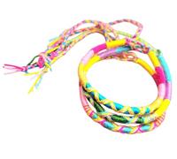 Générique Lot de 3 bracelets brésiliens multicolore rose bleu vert,rond en coton pour homme femme enfant, voeux à nouer