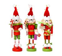 Générique Lot De 3 Casse Noisette De Lutin, Decoration Noel, 13 Cm Figurine Lutin De Noel en Bois, Elfe Nutcracker Decoration Sapin Table Étagère Cheminée