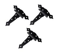 Générique Lot de 3 Charnières à Sangle en T 15 CM Noir Laqué en Fer Roulement Trous Décalés Antidéchirure pour Porte de Cabanon Portail et Clôtures en Bois Robuste