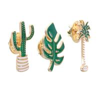 Générique Lot de 3 Ensembles D’épingles Végétales en Alliage Vert, Épingle Cactus Décorative et Résistante la Décoloration, Accessoires Uniques pour Femmes, Cadeau pour Diverses Occasions