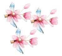 Générique Lot de 3 Épingles à Cheveux Fleuries Chinoises en Métal Léger Petites Barrettes Latérales Décoratives Vintage pour Hanfu Accessoires Traditionnels Style Ancien Maintien et