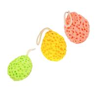 Générique Lot de 3 Éponges de Bain en Mousse Polymère Forme Alvéolée Sangle Courte, Douces Peau Nettoyage Corporel