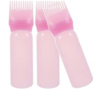 Générique Lot de 3 Flacons Applicateurs Peigne pour Racines en Plastique Rose 50 Ml pour Coloration Capillaire Huile Cheveux et Soin Professionnel Usage Salon et Domicile