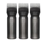 Générique Lot de 3 Flacons Applicateurs pour Racines des Cheveux 160 Ml, Plastique Noir, Peigne Intégré et Graduation, Flacon pour Coloration Capillaire, Application Précise pour Salon