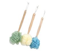 Générique Lot de 3 Fleurs de Bain en Bois Manche Long, Exfoliant Corporel Doux en Nylon, Accessoire Pratique pour Stimuler la Circulation Sanguine Couleur Aléatoire