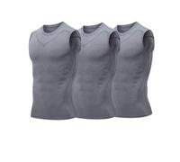 Générique Lot de 3 Gilet Compression pour Homme avec col en V élastique et Amincissant - Contrôle du Ventre Couche Base Haut Galbant Homme, T Shirt Modelage Corps À Compression Ionique