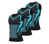 Générique Lot de 3 Gilet Compression pour Homme avec col en V élastique et Amincissant - Contrôle du Ventre Couche Base Haut Galbant Homme, T Shirt Modelage Corps À Compression Ionique