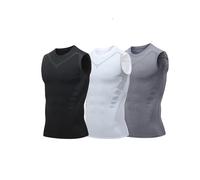 Générique Lot de 3 Gilet Compression pour Homme avec col en V élastique et Amincissant - Contrôle du Ventre Couche Base Haut Galbant Homme, T Shirt Modelage Corps À Compression Ionique