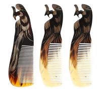 Générique Lot de 3 Peignes à Cheveux en Corne de Bœuf Naturelle, Outil de Massage du Cuir Chevelu, Peigne à Gratter Pratique, Couleurs Aléatoires, Accessoire Multi-usages Couleur Aléatoire