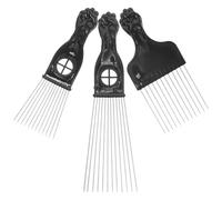 Générique Lot de 3 Peignes Métalliques pour Cheveux Afro Bouclés Outil de Coiffure Polyvalent pour Mèches Coloration et Permanente Taille Portable pour Salon et Usage Domestique