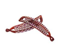 Générique Lot de 3 Pinces à Cheveux en Plastique Ornées de Strass Forme Queue de Poisson Couleurs Noir Brillant Café et Doré Accessoires Cheveux pour Femmes et Filles Maintien