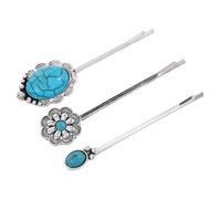 Générique Lot de 3 Pinces à Cheveux Turquoise Bohème, Barrettes Décoratives Style Western en Alliage, Accessoires Cheveux Femmes, Maintien Sécurisé pour Coiffure Quotidienne