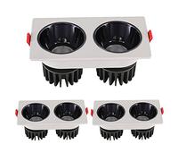 Générique Lot de 3 plafonniers LED rectangulaires à 2 lampes, montage encastré, 3 000 K/4 000 K/6 000 K sélectionnables, spot double tête 2 x 10 W, installation facile