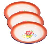 Générique Lot de 3 Plats en Émail Vintage Rouge pour Servir Snacks et Bonbons, Vaisselle Chinoise Chaleureuse pour Restaurant ou Pique-niques