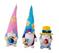 Générique Lot de 3 Poupées Gnomes Décoratives D'été Thème Plage Surf, Ballon de Plage et Glace, Peluche Douce Multicolore, Décoration Nautique pour Maison et Fête Tropicale