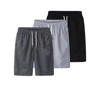 Générique Lot de 3 Short Homme D'été Short Cargo Taille Élastique Pantalon Court éTé Cordon de Serrage Bermuda de Travail Couleur Unie Shorts Travail Couleur & Unie Sport Fitness Loisirs