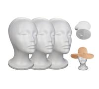 Générique Lot de 3 supports de perruque en polystyrène, têtes de mannequin en mousse pour femme, présentoir portable pour salon de coiffure