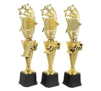 Générique Lot de 3 Trophées en Plastique PP Doré D'étoile pour Première Place, Récompenses Réutilisables pour Fêtes et Jeux de Compétition Sportifs Garçon et Filles