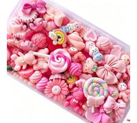 Générique Lot de 30 breloques en résine, sucettes arc-en-ciel, mini-bonbons factices, accessoires en résine pour slime, loisirs créatifs, coques de téléphone et porte-clés (Version standard)