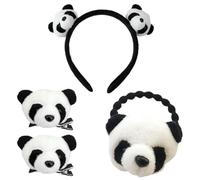 Générique Lot de 4 Accessoires Cheveux Panda Mignons - Serrage-tête, Épingles et Cordelette - Décoration pour Coiffure, Fête, Cosplay et Photo - pour Filles et Adultes