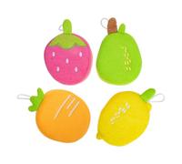 Générique Lot de 4 Balles de Bain Souples en Fibres Synthétiques Forme Fruits Brosse Nettoyante Corps Accessoire de Garçon et Filles et Bébé pour Peau Sensible et Voyage