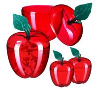 Générique Lot de 4 Bocaux de Conservation de Pomme Rouge 500 ML en Plastique PS Couvercles Réutilisables pour Rangement Bonbons la Cuisine Décoration Noël